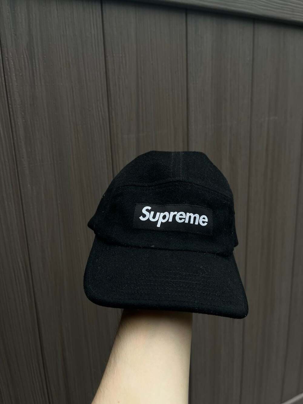 Supreme x Loro Piana Wool Camp Cap Black Box Logo